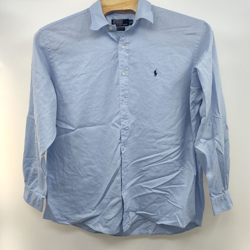 Polo Ralph Lauren Shirt Men XXL Blue Button up L/Sleeve Lowell Sport Herringbone - Picture 3 of 6